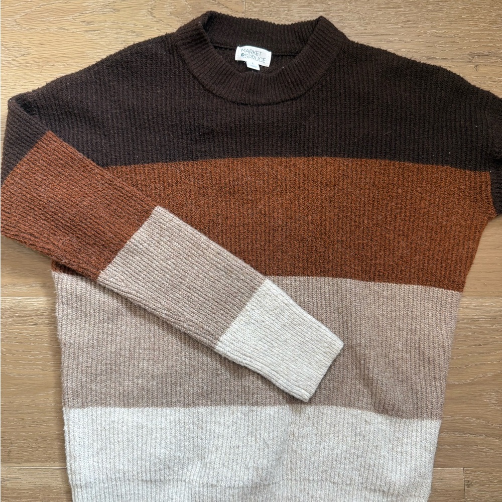 Market & Spruce Womens Multitone Crewneck Sweater